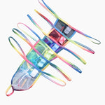 3 Pack Men's Sexy Mesh Strings with Rainbow Waistband