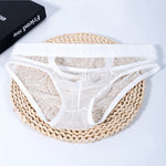 2 Pack Men's Stretch Solid Color Sexy Crotch Single-Layer Briefs with Support Ring