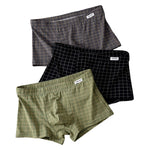 4 Pack Men's Plaid Cotton Trunks with U Pouch and Double Layer Gusset
