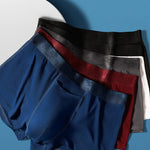 4 Pack Men's Solid Color Separation Pouch Style Separated Breathable Rayon Trunks