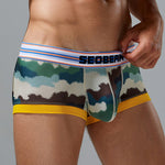 Men's Stylish Printed Trunks with Paisley and Camouflage Design