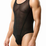 Men's Sexy Mesh Wrestling Singlet Bodysuit