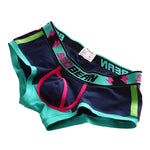 2 Pack Men's Cotton Sport Trunks with U-Pouch & Color-Block Design