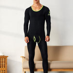 Men's Splicing Lines Cotton Thermal Underwear Set