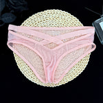 2 Pack Men's Sheer Ultra-Thin Silky Bikini with Cross Waistband