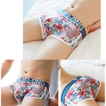 3 Pack Men's Breathable Cotton Mid-Rise with Stylish Print Skin-Friendly Trunks