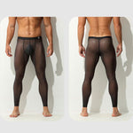 Men's Ice Silk Full Transparent Sexy Fitness Pants Sports Tights