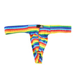 3 Pack Men's Low Rise Breathable Rainbow Sports Striped Thongs
