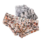 3 Pack Men's Ice-Silk Leopard Mesh Support Pouch Briefs