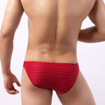 4 Pack Men's U-Pouch Striped Low-Rise Breathable & Sexy Briefs