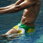 Men's Trendy Color-Block Beach Swim Shorts & Trunks