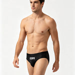 2 Pack Men's Durable Stretch Snug Fit Quick-Dry Seamless Swim Briefs