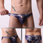 4 Pack Men's Low Rise Print U-Pouch Moisture Wicking Bikinis