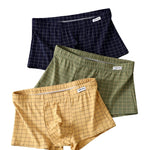 4 Pack Men's Plaid Cotton Trunks with U Pouch and Double Layer Gusset