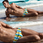 Men Casual Stripe Quick Drying Swim Briefs