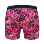 4 Pack Men's Graffiti Cartoon Print Skin-Friendly Mid-Rise Boxer Briefs