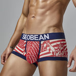 2 Pack Men's Statue of Liberty Print Comfortable and Breathable Trunks