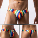4 Pack Men's U-Pouch Playful Prints Moisture-Wicking Low-Rise Thongs