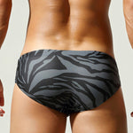 Men's Breathable Tiger Print Beach Vacation Swim Briefs