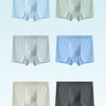 4 Pack Men's Seamless Cooling Ice Silk Antibacterial Mid-Rise Trunks
