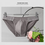 2 Pack Men's Solid Color Low Rise Sweat-Absorbent Large U-Shaped Small Pocket Briefs
