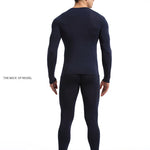 Men's Round Neck Solid Color Bamboo Fiber Thermal Underwear Set