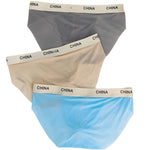 3 Pack Men's Ice Silk Lightweight & Transparent Skin-Feel Solid Color Briefs