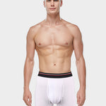 2 Pack Men's Long High Waist Cotton Sports Anti-friction Leg Boxer Briefs