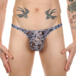 4 Pack Leopard Print See-through Mesh Thongs