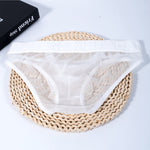 2 Pack Men's Stretch Solid Color Sexy Crotch Single-Layer Briefs with Support Ring