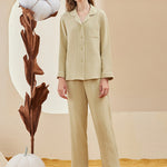 Double-layered Crepe 100% Cotton Solid Color Couple Pajamas Set