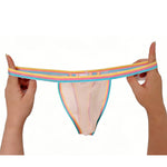 3 Pack Men's Mesh Sheer Support Pouch Strings with Cooling Comfort & Color Waistband