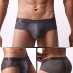4 Pack Men's Breathable Mesh Solid Sheer & Sexy Wide Waistband Briefs