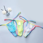 3-pack Men's Sexy Rainbow Transparent Convex Pouch Breathable Thong