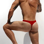 2-pack Men's Ribbed Low-rise Solid Color Thong