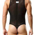 Men's Sexy Mesh Wrestling Singlet Bodysuit