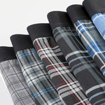 2 Pack Men's Grid Print Breathable Antibacterial Soft Cotton Trunks