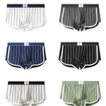 4 Pack Men's Ultra-Soft Breathable Cotton Striped Design Comfort Trunks & Boxers Briefs