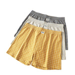 3 Pack Men's Breathable Relaxed Fit & Loose-Fit Plaid Home Shorts