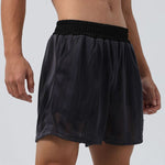 Men's Mesh-Lined Double-Layer Sports Fitness Breathable Sweat-Wicking Quick-Dry Shorts