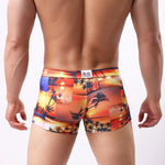 Men's Printed Skinny Swim Trunks With Drawstring