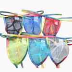 3 Pack Men's Sexy Mesh Strings with Rainbow Waistband