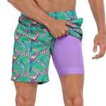 Men's Quick-Dry Digital Print Double-Layer Board Shorts