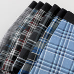 2 Pack Men's Grid Print Breathable Antibacterial Soft Cotton Trunks