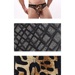 3 Pack Men's Leopard Print Contoured Pouch Breathable Briefs