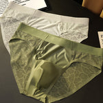 3 Pack Men's Ice Silk 10A Cooling Camellia Satin Lace Briefs