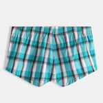 Mens Plaid Front Pouch Boxer Shorts