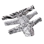 3 Pack Men's Ice-Silk Leopard Mesh Thong with Double-Lined Crotch