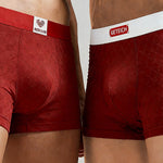 4 Pack Men's Soft Jacquard Cotton Lucky Red Breathable Trunks