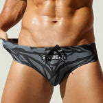 Men's Breathable Tiger Print Beach Vacation Swim Briefs